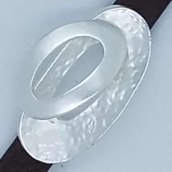 Leather Geometric Bracelet Bangle Clasp Brown - Picture 2 of 8